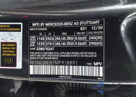 2021 Mercedes-Benz Glc 300 4Matic Coupe from USA, damaged, VIN W1N0J8EB1MF918891